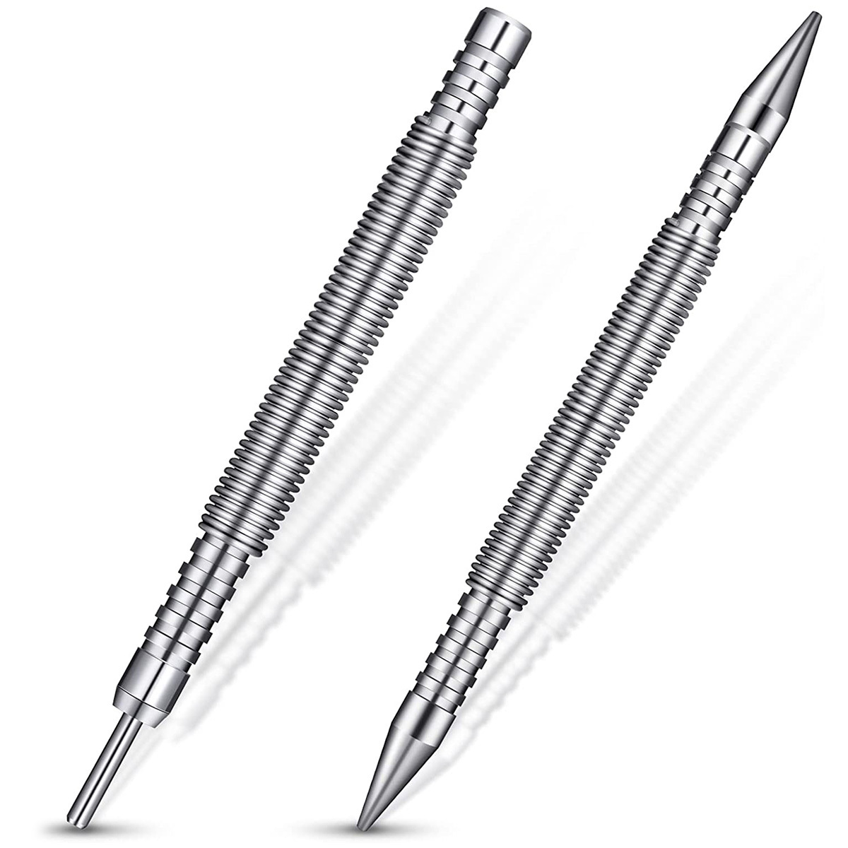 2pcs Spring Center Punch Hammerless Dual Head Nail Setter Spring Loaded High Carbon Steel Nail Punch Narrow Space Door Hinge Pin Remover Tool For Carpenter Woodworking Woodworking Tool