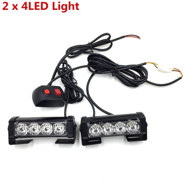 Car Truck Front Grille Led Strobe Warning Light Auto Police Led