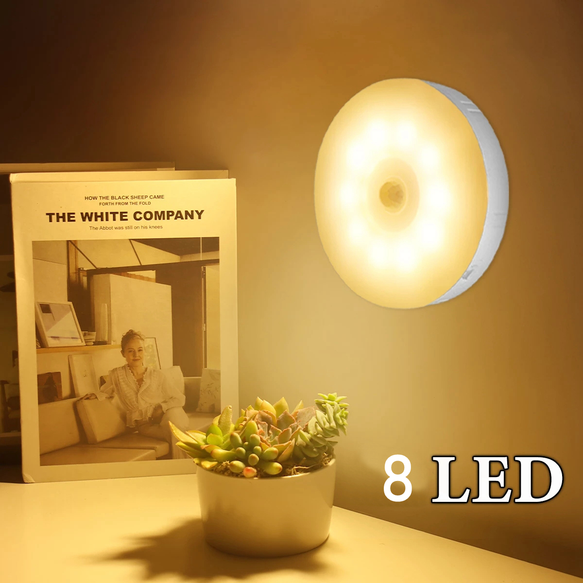 1pc Luz Nocturna LED con Sensor de Movimiento PIR, Lámpara Recargable por  USB para Armario de Cocina, Lámpara de Armario, Escalera, Luz Inalámbrica