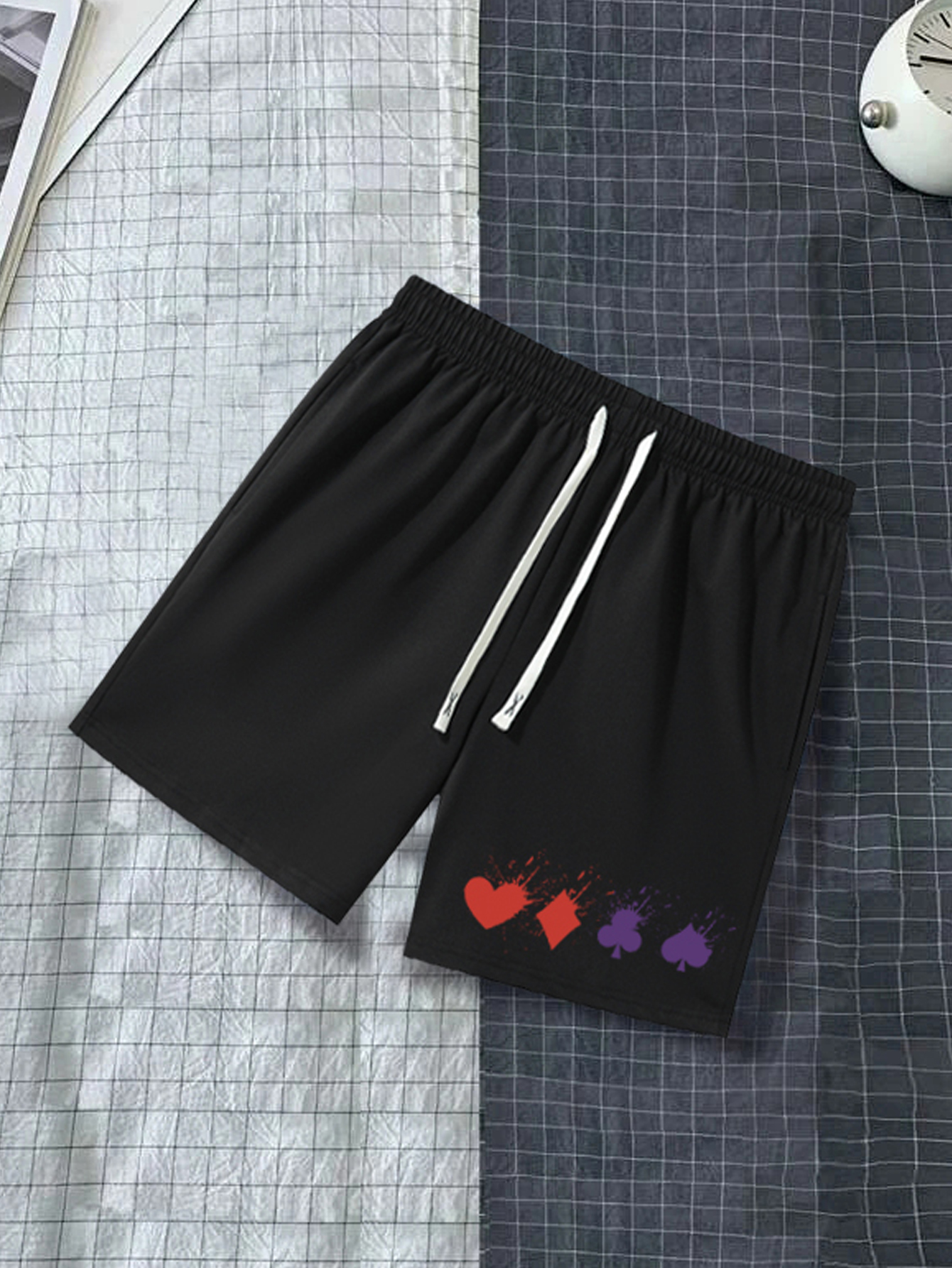 Mens Casual Heart Graphic Print Shorts Elastic Waist Temu New Zealand