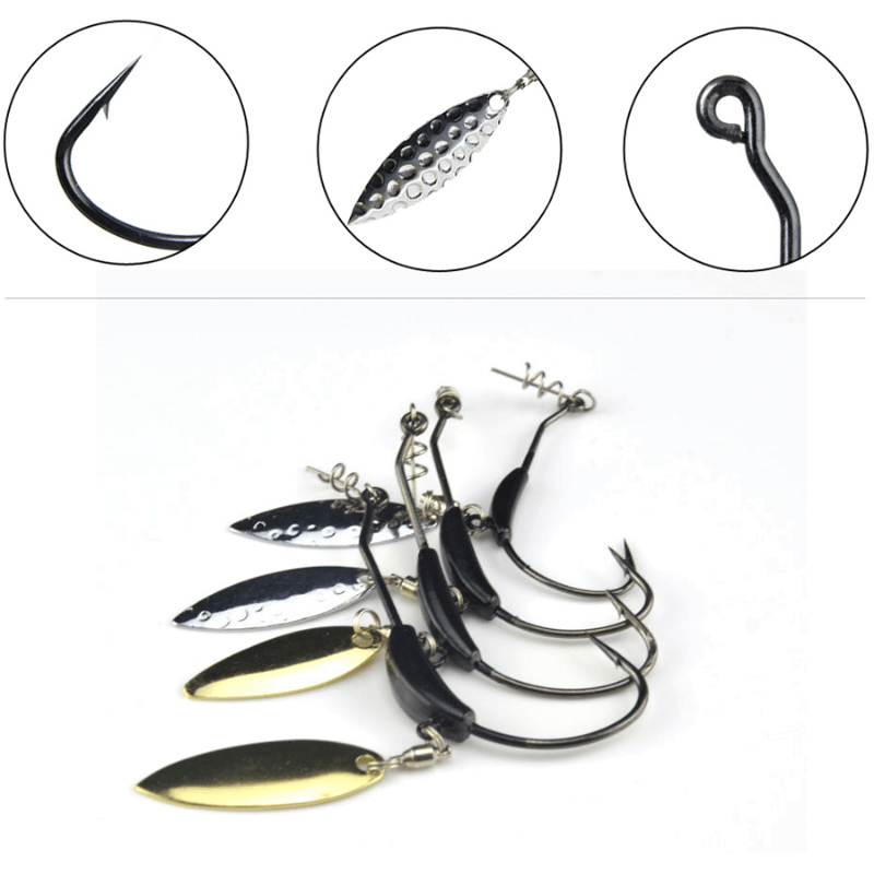 3pcs Weighted Offset Fishing Hooks with Spoon Sequins - Perfect for Texas  Rigs and Catching More Fish