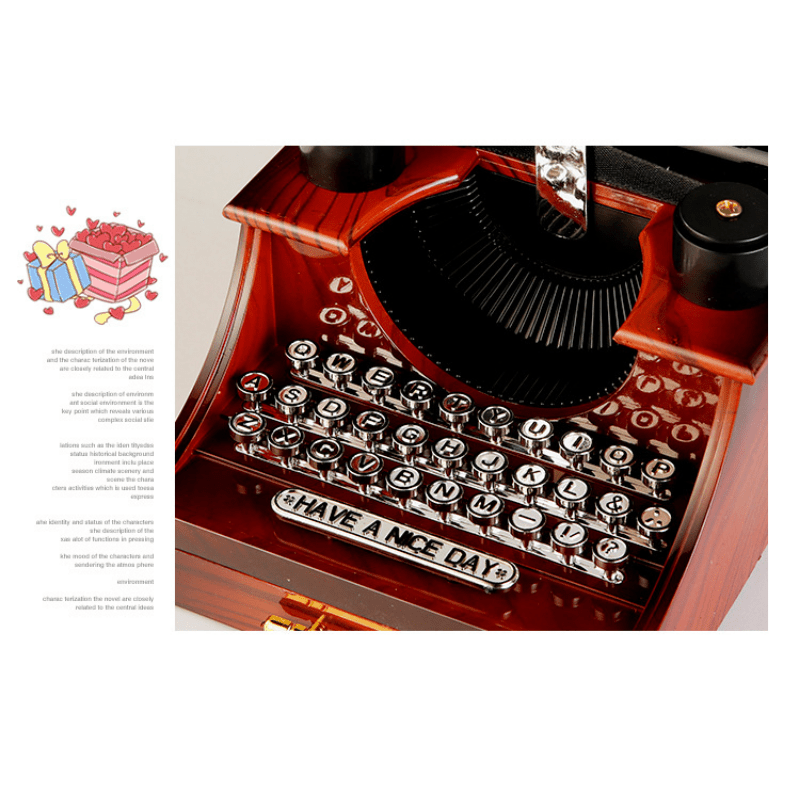  Mini Vintage Style, Typewriter for Kids Typewriter Retro  Typewriter Clockwork Music Box Gift Table Decoration