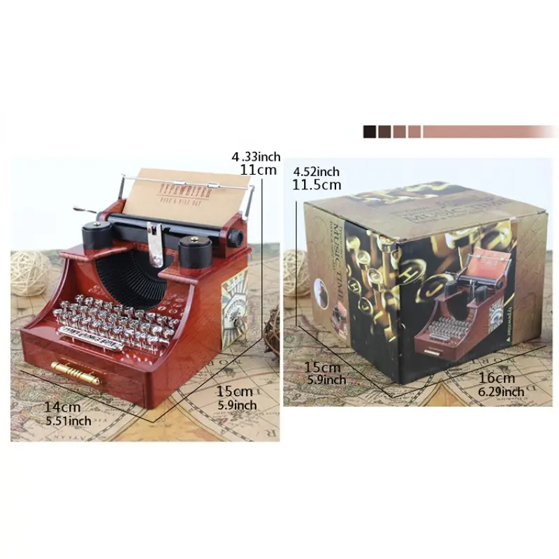 Creative Vintage Typewriter Model Clockwork Eight tone Box - Temu