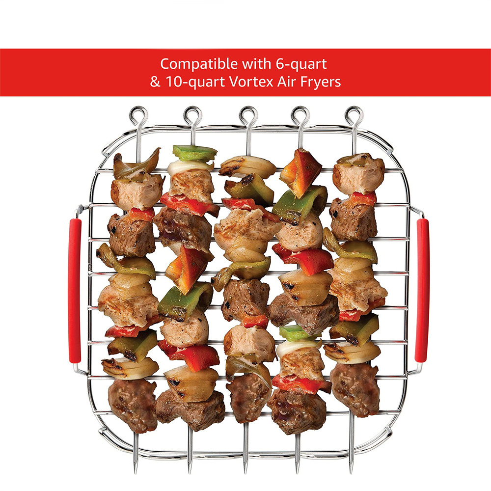 Air Fryer Rack With 4 Skewers Including Silicone Mat - Temu