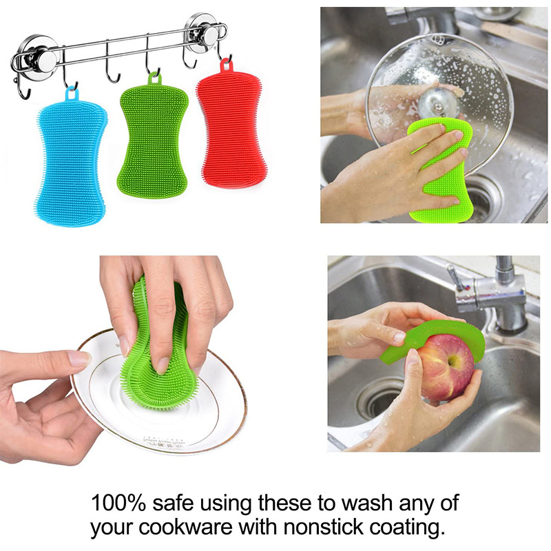 Silicone Dish Scrubber Silicone Sponge Dish Brush Dishwasher - Temu