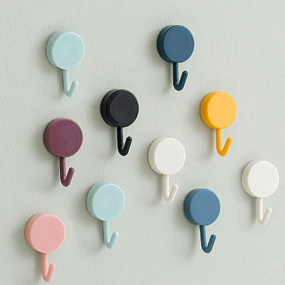 Get Wall Small Hooks, No-Drill Traceless Hooks, Hooks for Keys-blue+yellow  1 each Delivered