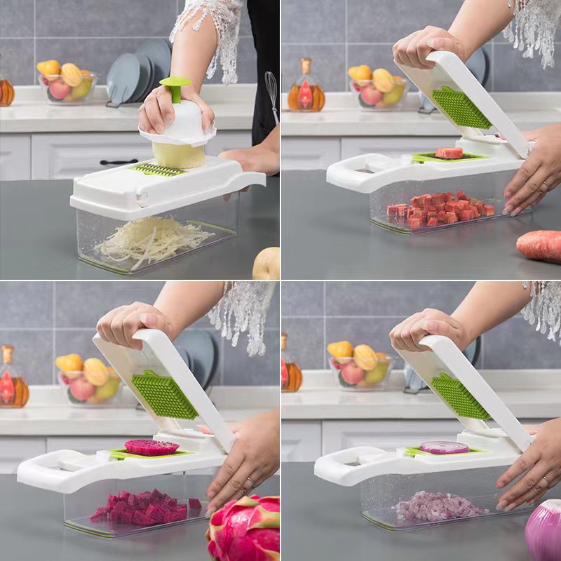 Herramienta de cocina para cortar frutas y verduras con contenedor