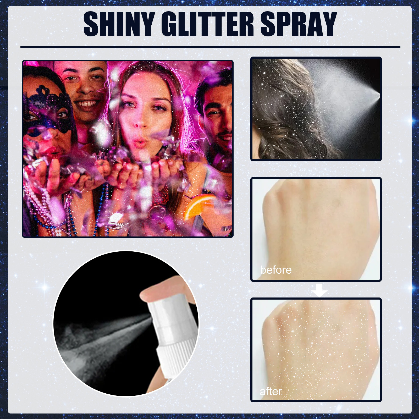 Body Brightening Glitter Spray, Parties Glitter Spray, Sparkle Spray For  Hair & Clothes And Body, 2.03Fluid Ounce