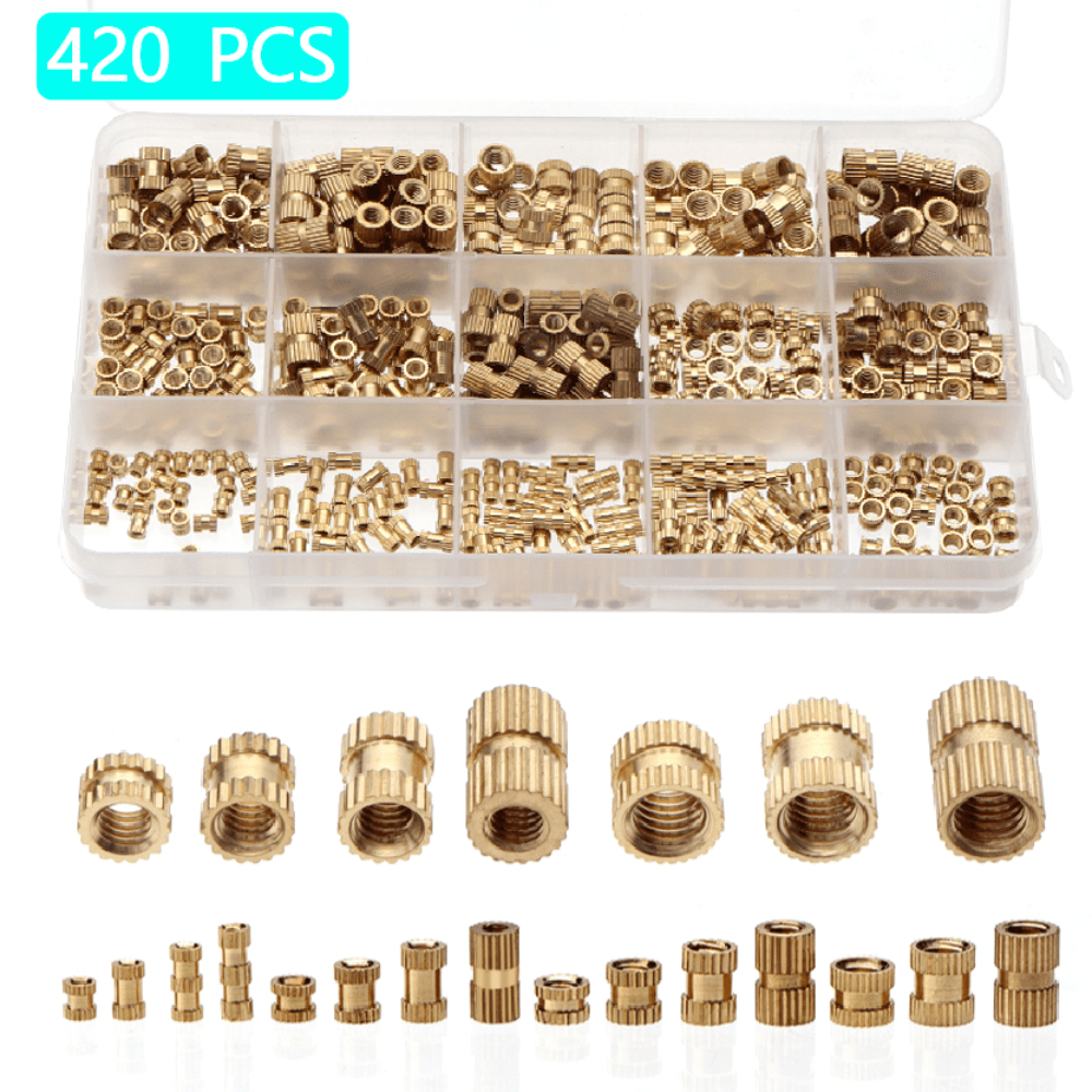 Heat Set Insert Nut M2 M2.5 M3 M4 M5 M6 Brass Hot Melt Threaded Inserts  Knurled Double Twill Embedment Copper Nut Assortment Kit