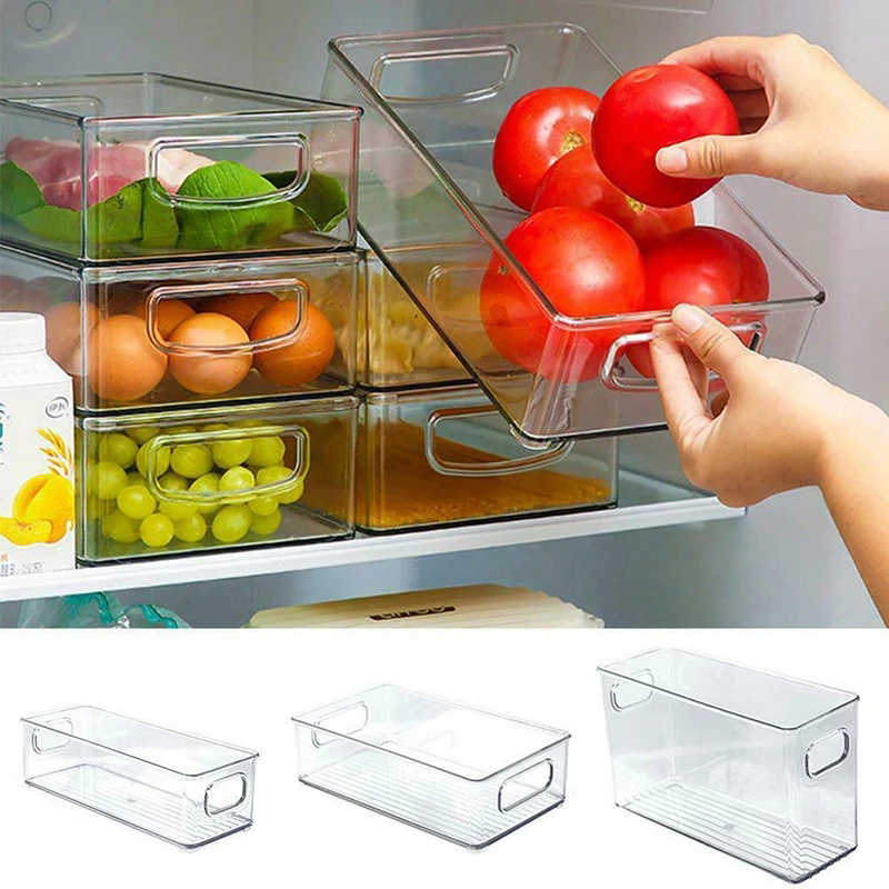 mDesign Plastic Kitchen Pantry Cabinet, Refrigerator or Freezer Food Storage Bins with Handles - Organizer for Fruit, Yogurt, Snacks, Pasta - Food