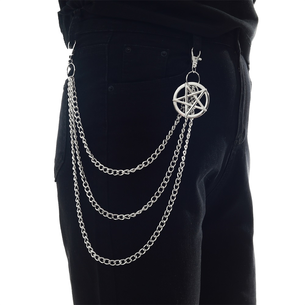 Punk Pants Chain Pentagram Keychains For Men Women Jean - Temu