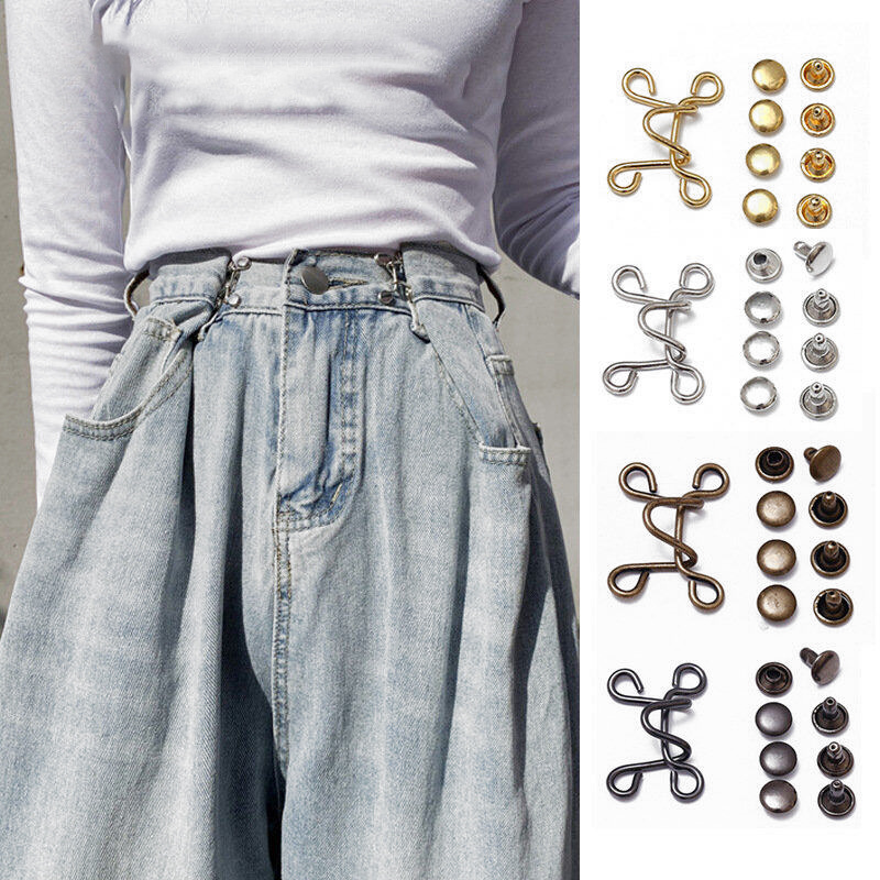 Adjustment Button Metal Tightening Waistband Pin Garment Jeans Waist  Buckle;