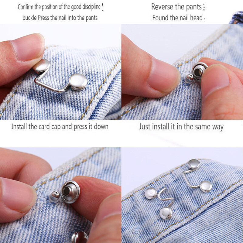 Adjustable Waist Buckle Extender Set Jean Button Pins No - Temu