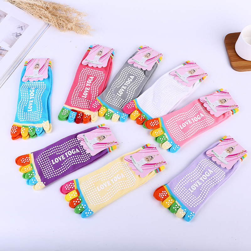 Rainbow Color Yoga Socks Five toe Split Non Slip Ankle Socks