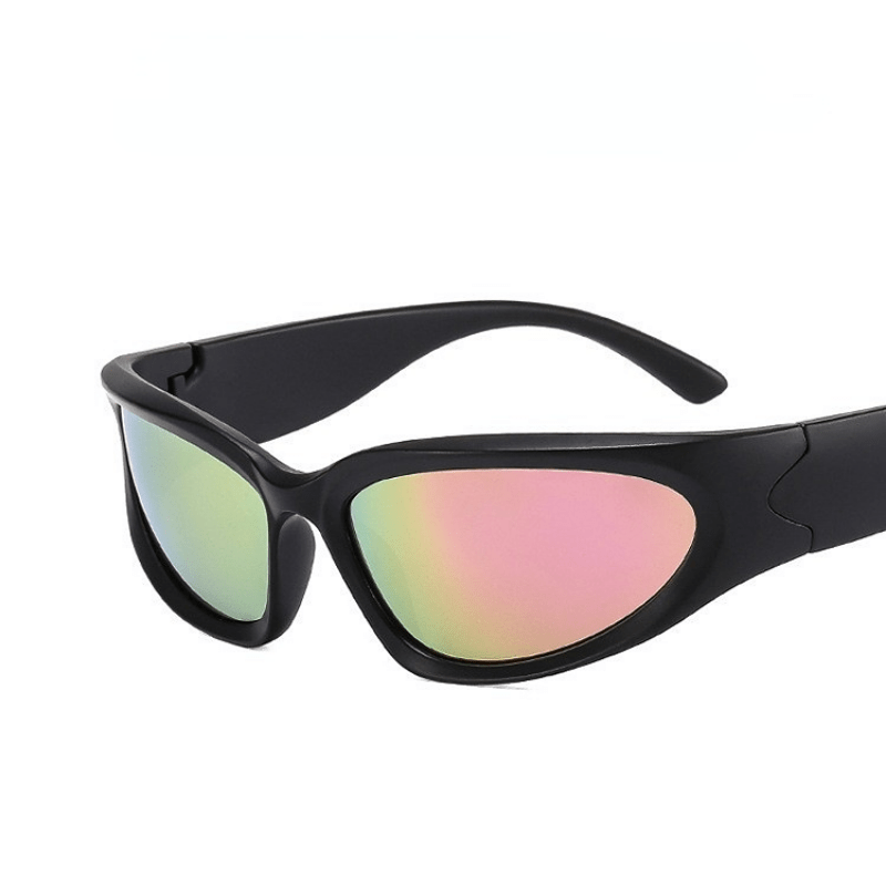 Pink-Black Rectangle Wrap Around Sunglasses