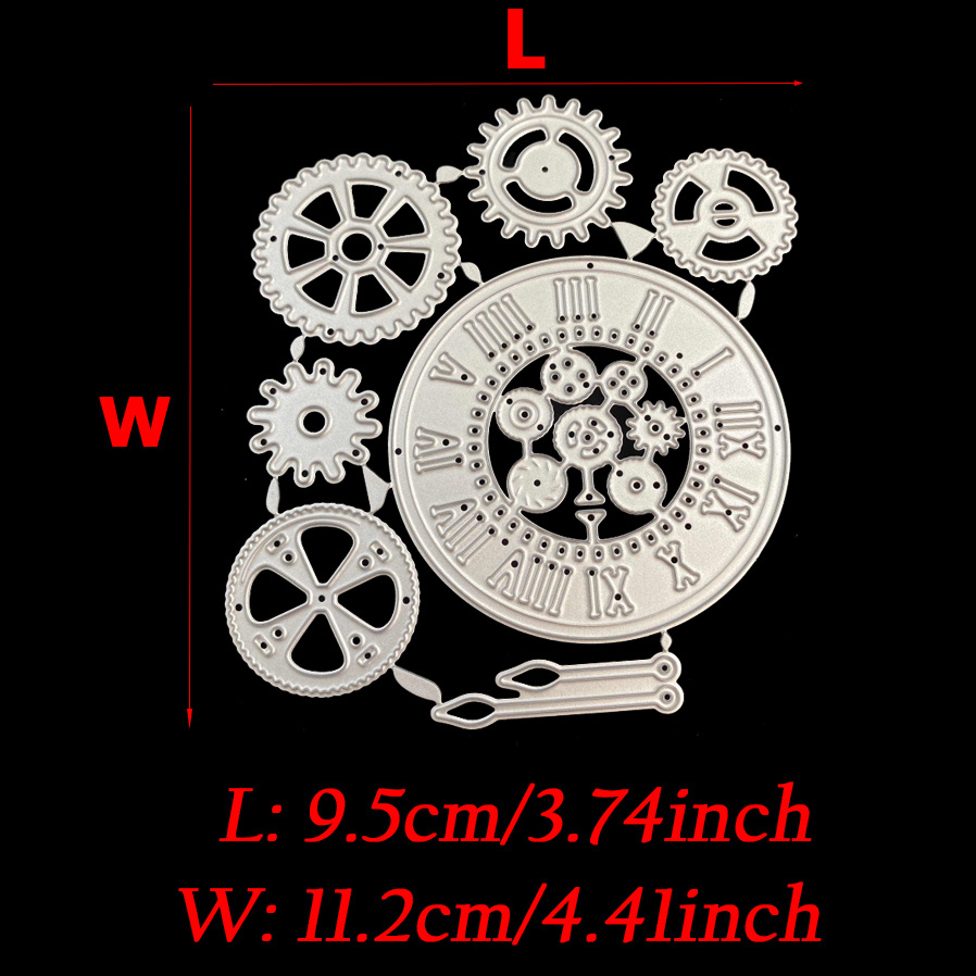 Image of Gear Clock Metal Cutting Dies Stencil | Steel, Birthday Theme For Scrapbooking, Paper Craft, Greeting Card Background Making