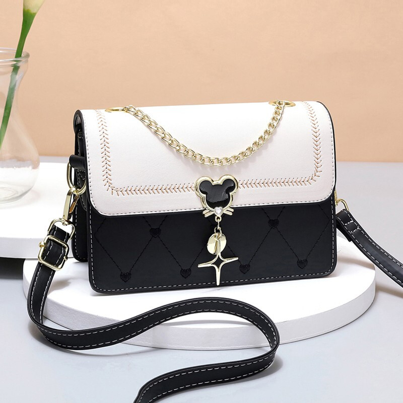 Mini Silver Flap Square Crossbody Bag With Metal Chain