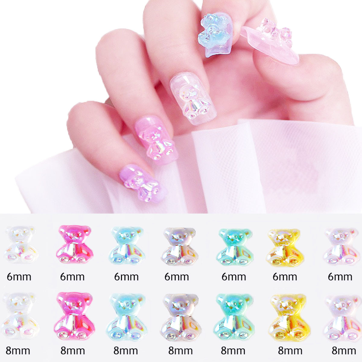 Mixed Aurora Bear Christmas Elk Nail Art Decoration Resin - Temu