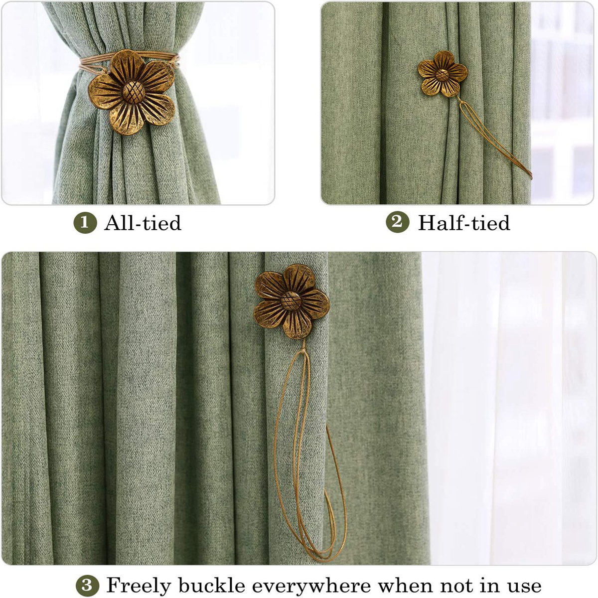 Curtain Magnetic Tieback Flower Curtain Clips Buckle With - Temu