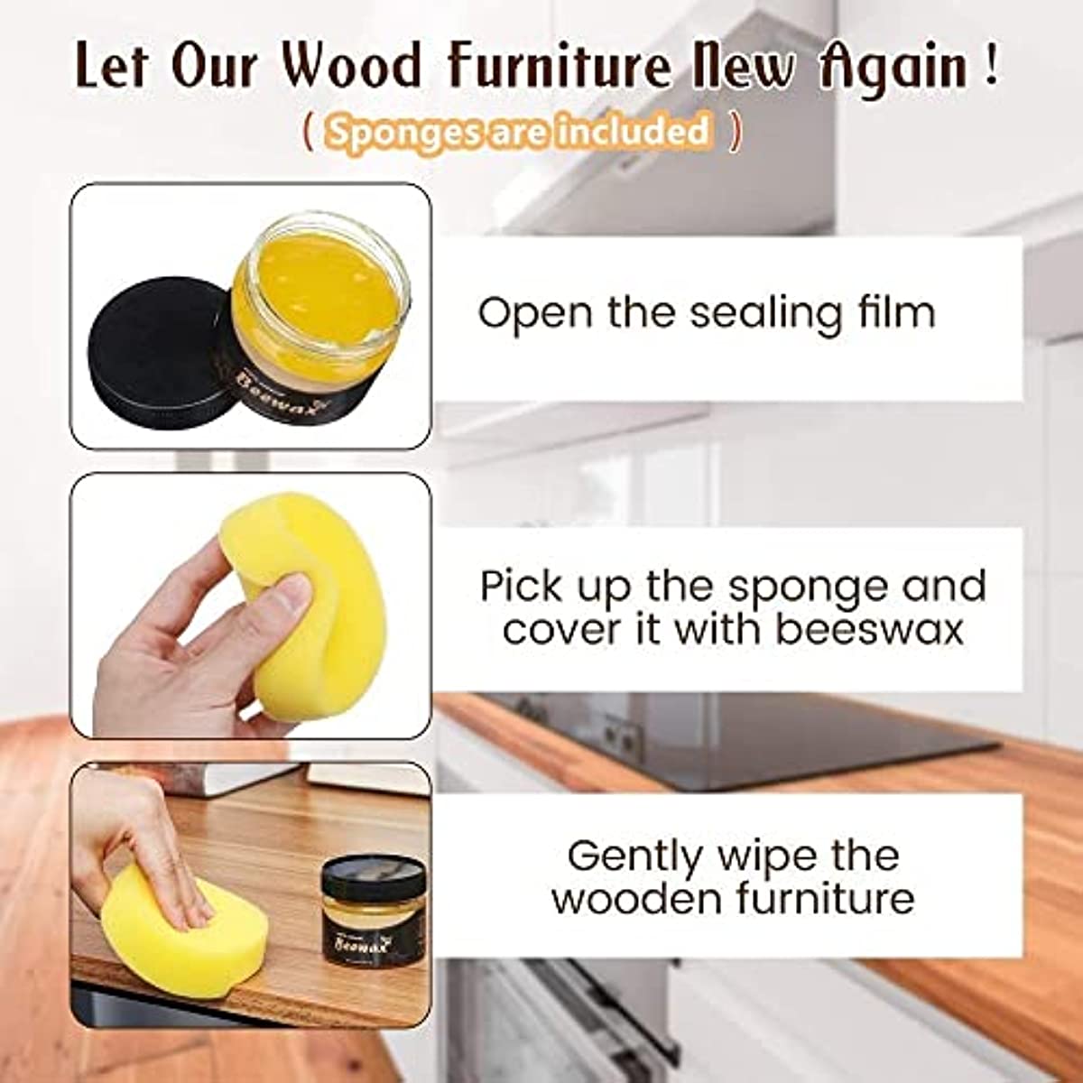 Condimento de madera Cera de abeja Cera de cuidado de madera maciza  Mantenimiento Limpieza pulida impermeable resistente al desgaste Cera de  muebles