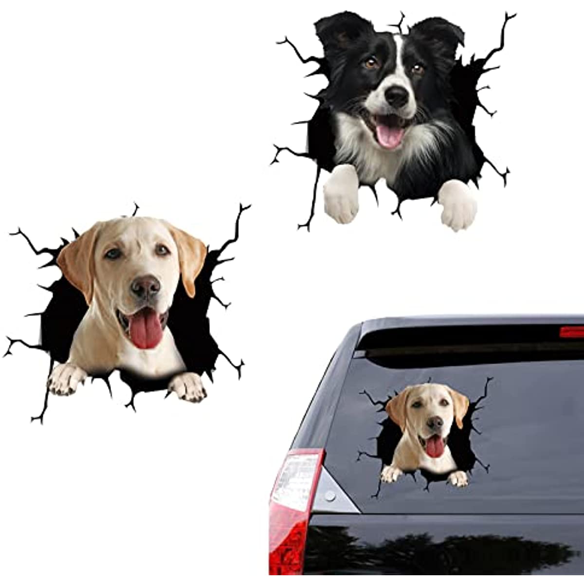 2pcs Hund Fenster Aufkleber 3D Auto Riss Aufkleber Labrador Retriever Hund  Aufkleber Border Collie LKW Wand Kühlschrank Glas Tür Realistische Lustige  Statische Aufkleber - Temu Austria