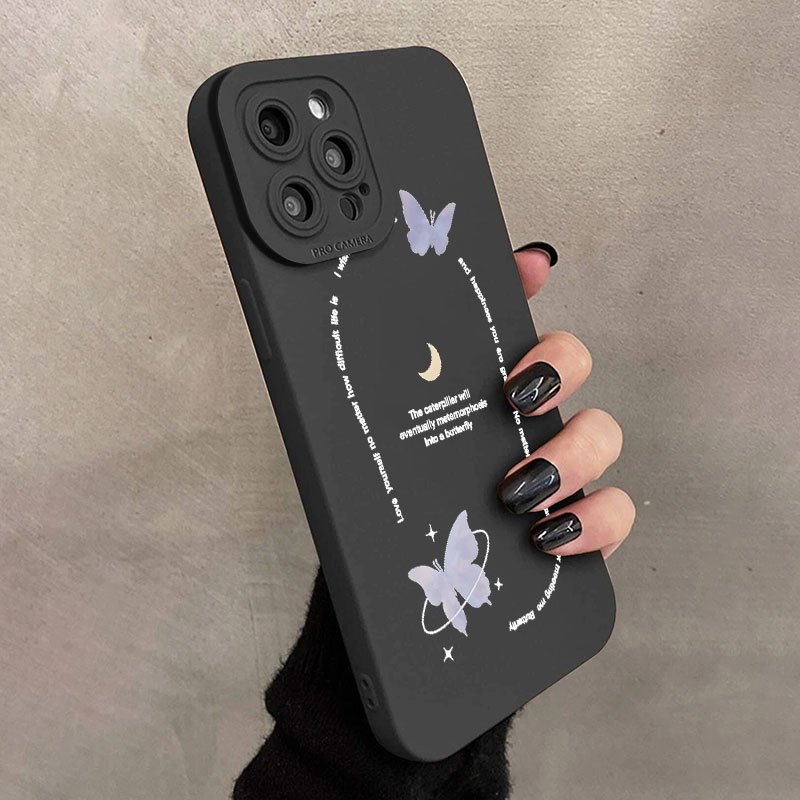 Butterfly Pattern Black Phone Case Good Quality Durable Case