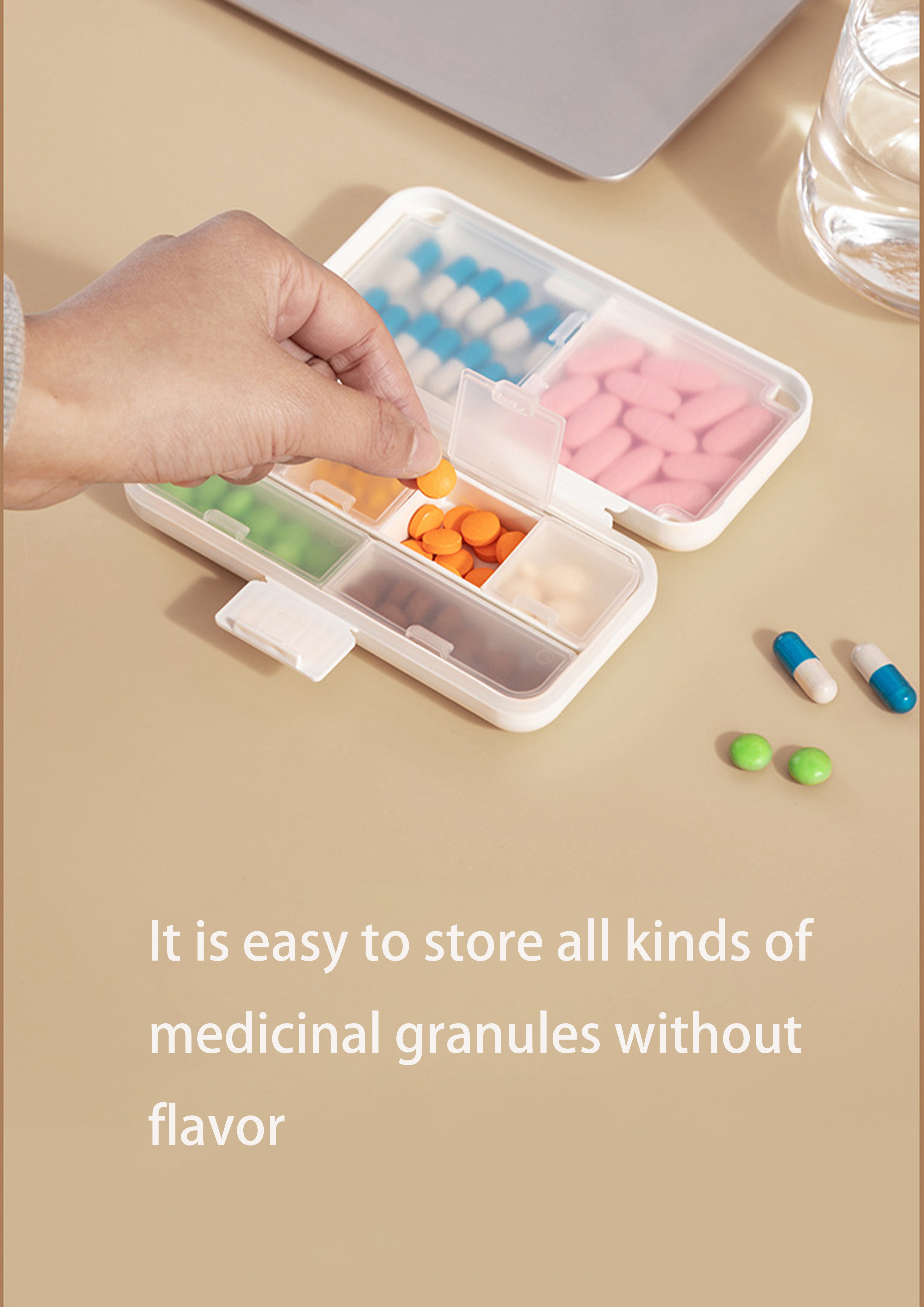 Gerich Pill Box Small, Portable Sealed Home Medicine Box Large