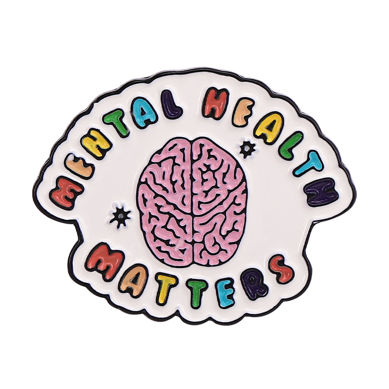 

1pc Creative Mental Health Text Body Organ Brain Modelling Brooch