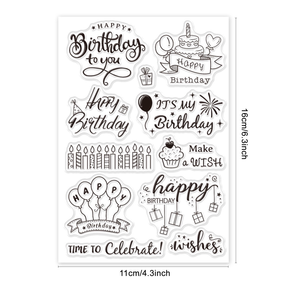 Happy Birthday Party Banners Celebrate Clear Stamps for Card Making  Decoration DIY Scrapbooking, Transparent Rubber Seal Stamps for Photo Card  Album
