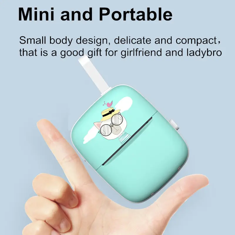 mini portable paper photo pocket thermal printer 58 mm printing wireless bt for android ios printers details 1