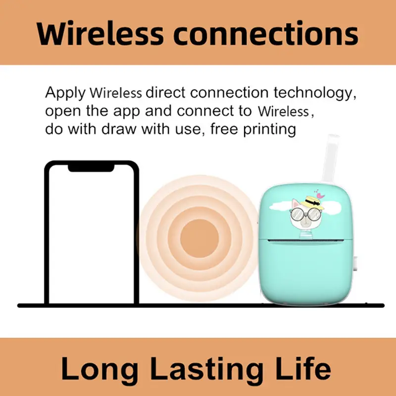 mini portable paper photo pocket thermal printer 58 mm printing wireless bt for android ios printers details 2