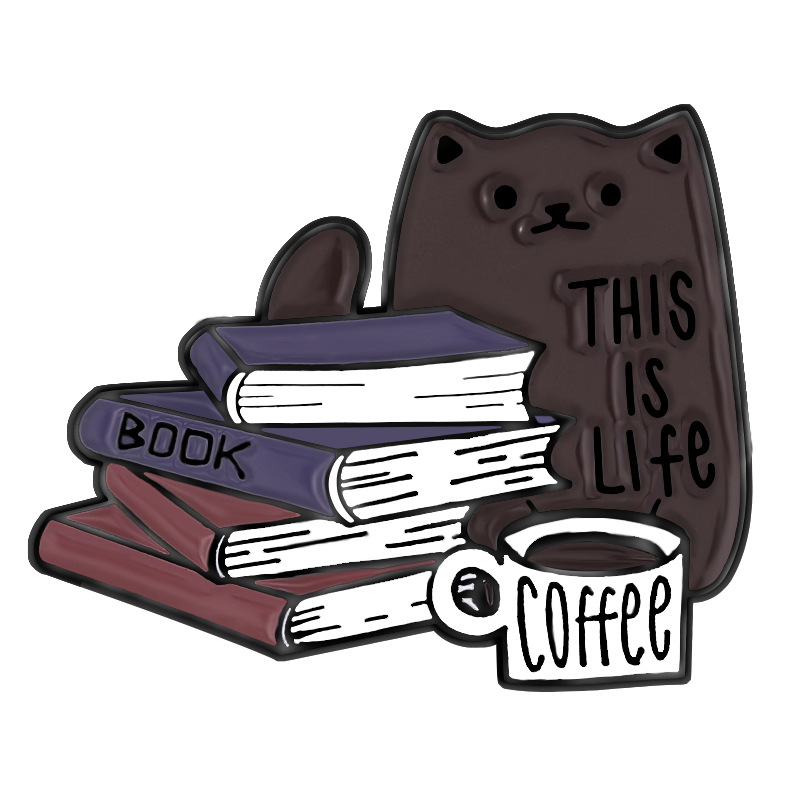 Reading Cat Lazy Brooch