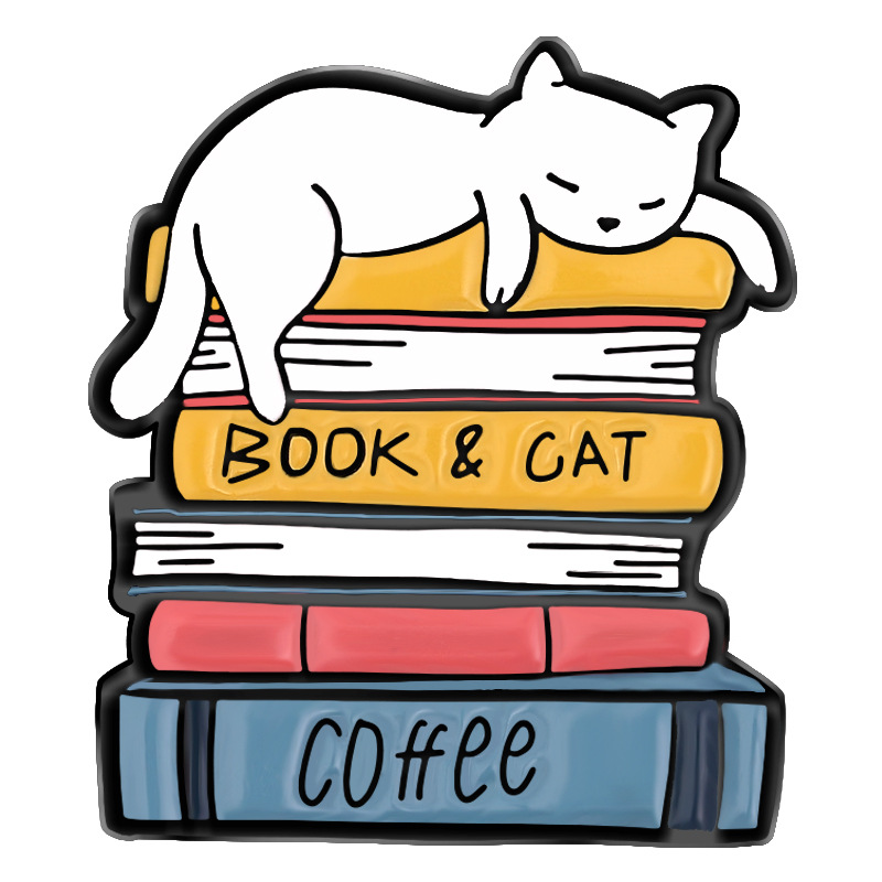Reading Cat Lazy Brooch