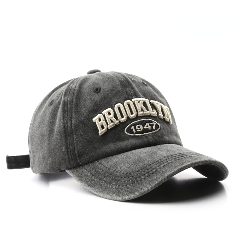 Image of Men's Washed "brooklyn" Embroidery Peaked Cap With Assoretd Colors, Outdoor Travel Sun Screen Sunshade Baseball Cap