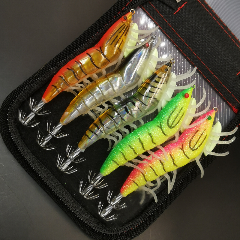 Elllv 9cm/13g Weighted Jig Head Shrimp Lure Multi-section Luminous