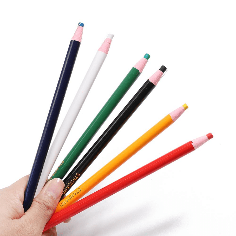 E-outstanding 2Pcs Fabric Marking Pencil Colors Pencils Tailor Chalk with  Brush for Sewing Craft Mark on Wood, Plastic, etc, 1xBlue and 1xWhite
