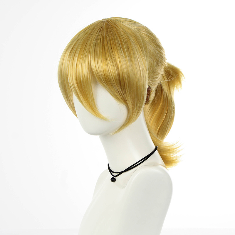 Synthetic Yellow Ponytail Wig Cosplay Short Hair Simulation Heat-Resistant  Halloween Cosplay Wigs