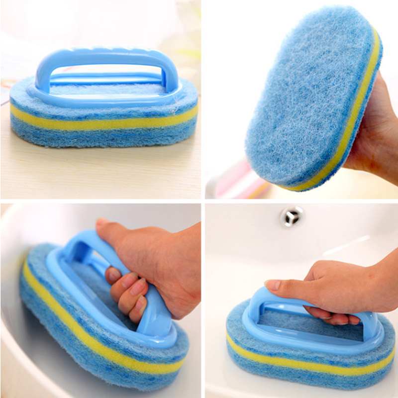 Sponge Cleaning Brush With Handle Kitchen Sponge Wipe - Temu