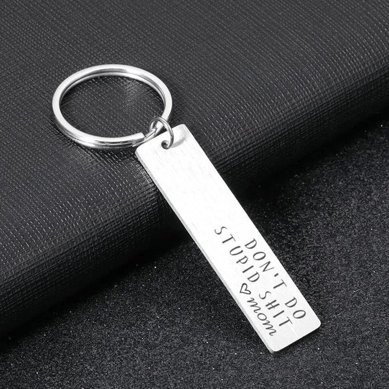 UNIQUE Don't Do Stupid Love Mom Stainless-Steel Keychains Son Daughter  Keychain