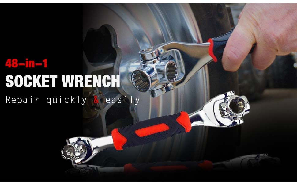 Universal Wrench  121.92センチメートル1ソケットレンチ360度回転ヘッド付きマルチファンクションレンチツール、家庭や車の修理用スパナツール