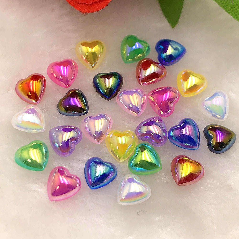 100pcs 0.8cm/0.31in Heart Shape Acrylic Rhinestones Flatback For Clothes Craft Decorations Jewelry Accessories
