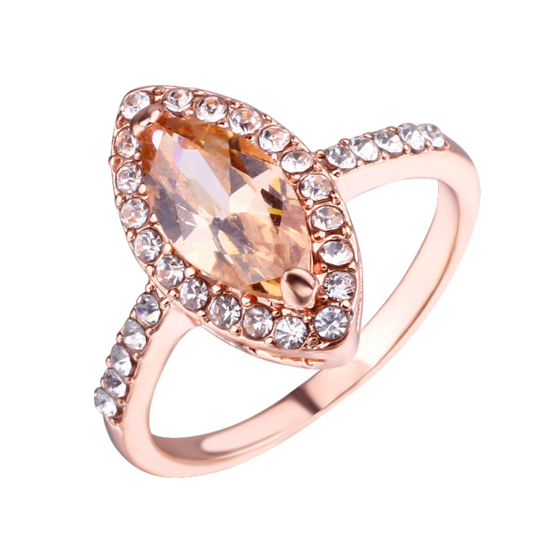 1pc rhinestone studded champagne gemstone ring details 2