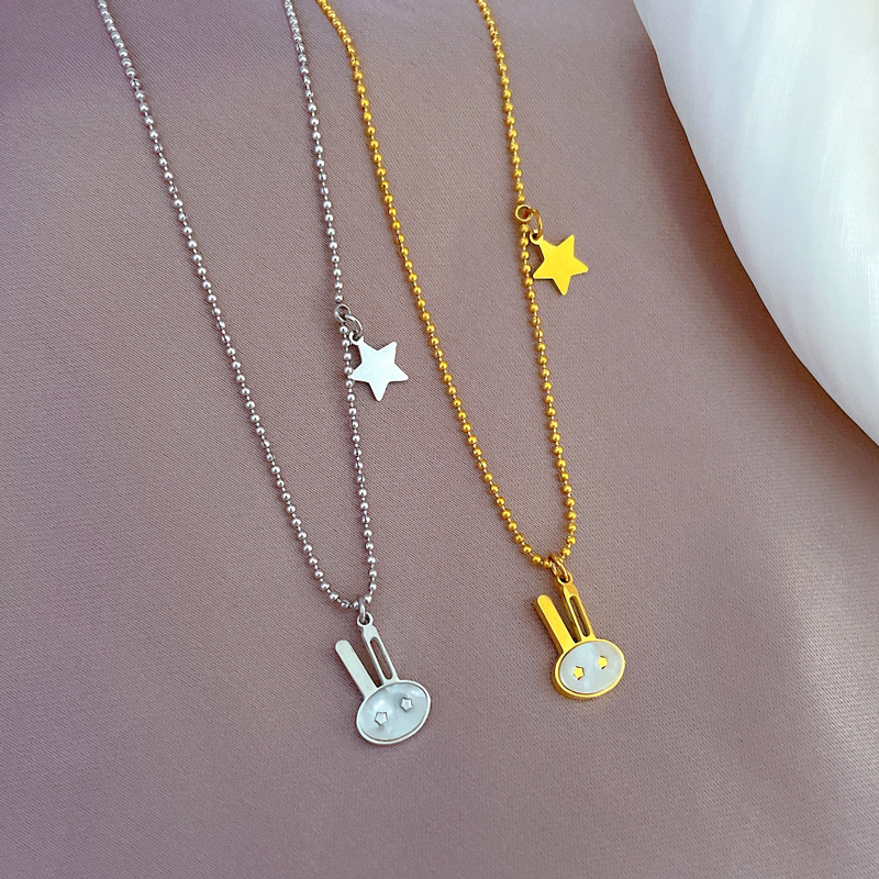 Customized Engraved Rabbit Bunny Necklace With Personalized Star Shape  Letter Pendant, Adorable Neck Jewelry For Women Girls Gift - Temu