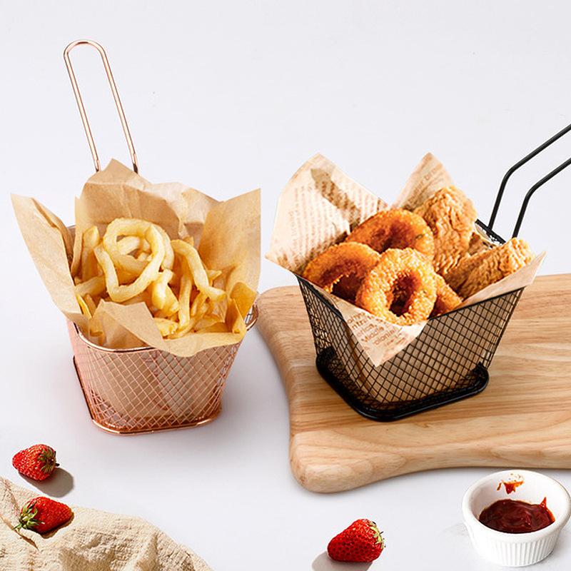 2pcs American Snack Snack Frying Basket, Restaurant Chicken Wing French  Fries Frying Basket Mesh Sieve for restaurant kitchen