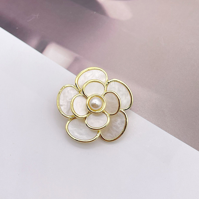 Camellia Flower Brooch 925 Sterling Silver Pins Gold Plated High