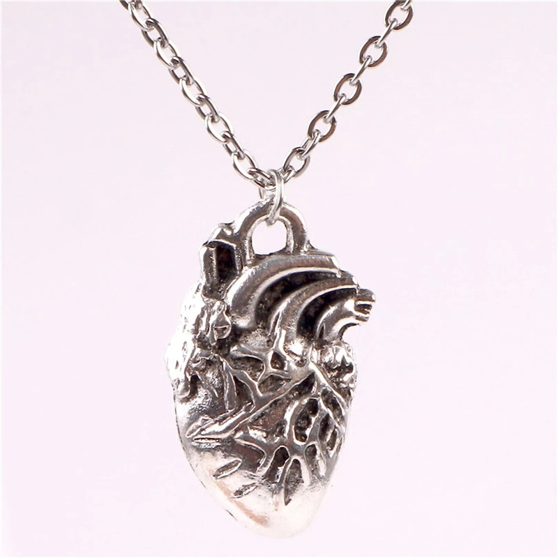 Punk Style Antique Silver Color Alloy Human Heart Organ - Temu