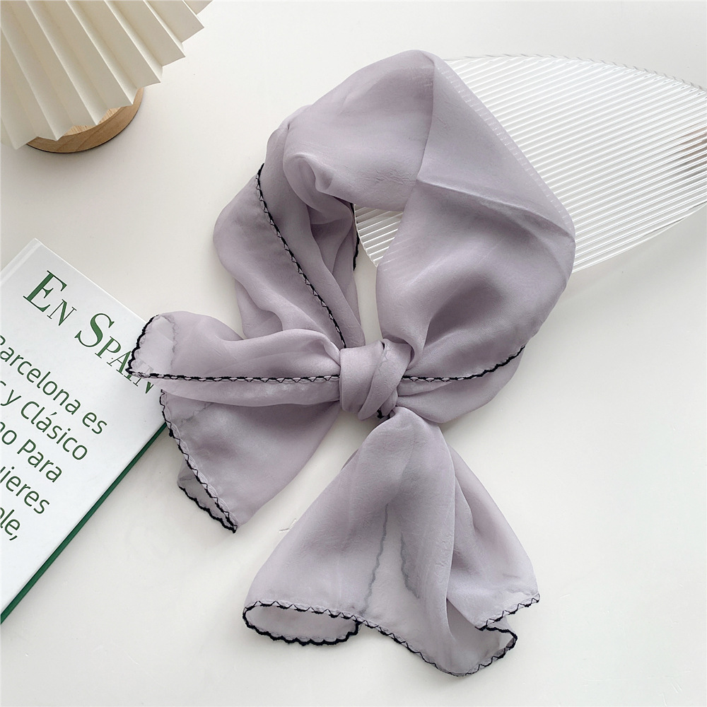 Long Skinny Silk Scarf Narrow Neckerchief Scarves Bag Handle DIY Hair Ties  Band