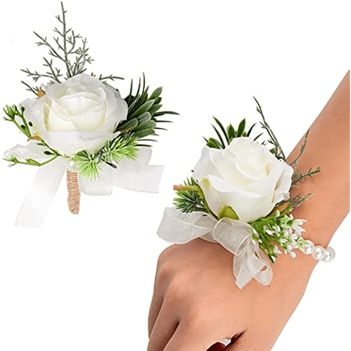 SOUTHGATE Wrist Corsage and Boutonniere Set for Wedding,Prom Artificial  Flower Wrist Corsage Bracelets for Homecoming,Boutonniere for Men Wedding