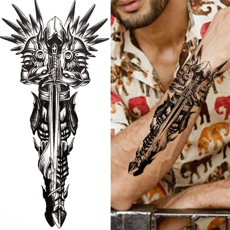 Spartan Warrior Temporary Tattoos Sleeve For Men Women Realistic Fake  Soldier Forest Demon Tattoo Sticker Full Arm Large Tatoos - Temporary  Tattoos - AliExpress