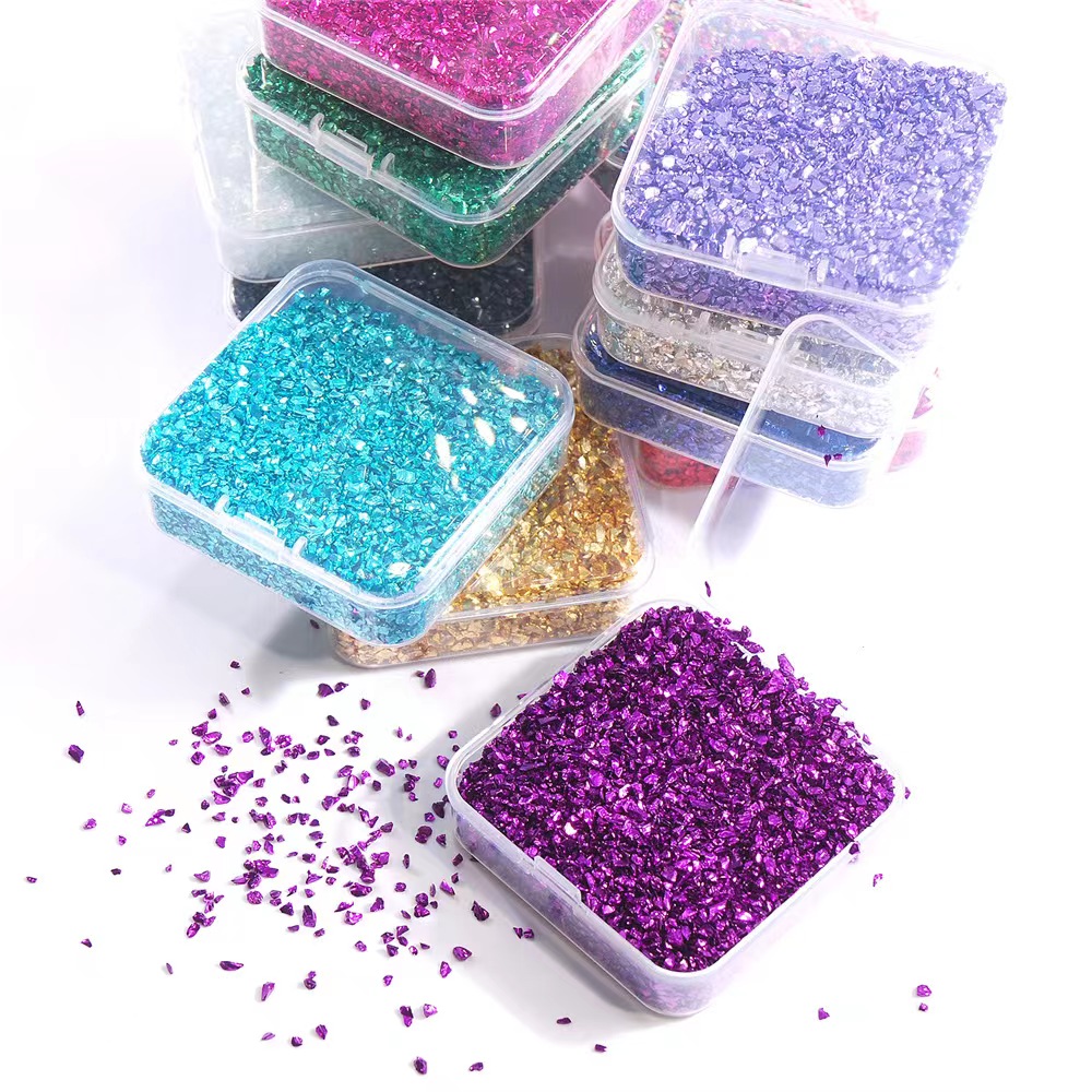 

80g/box Color Crushed Glass Stones Resin Filling For Diy Epoxy Resin Mold Irregular Crystal Nail Art Decoration Jewelry Making Easter Gift